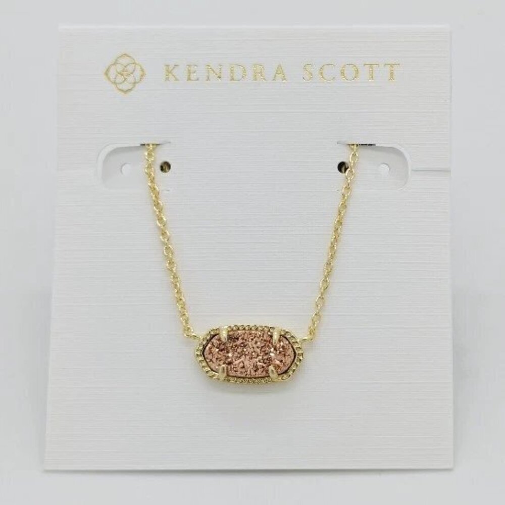 Kendra Scott Elisa Pendant Gold Necklace In Golden Sand Drusy